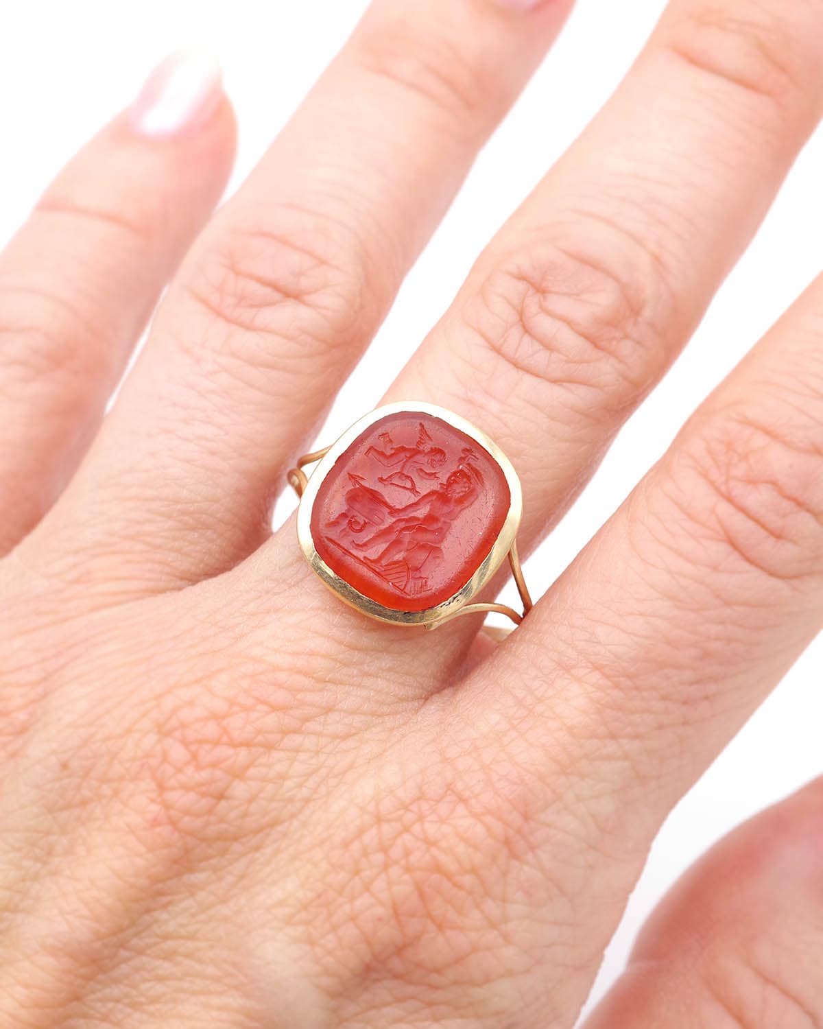 Agate intaglio men ring
