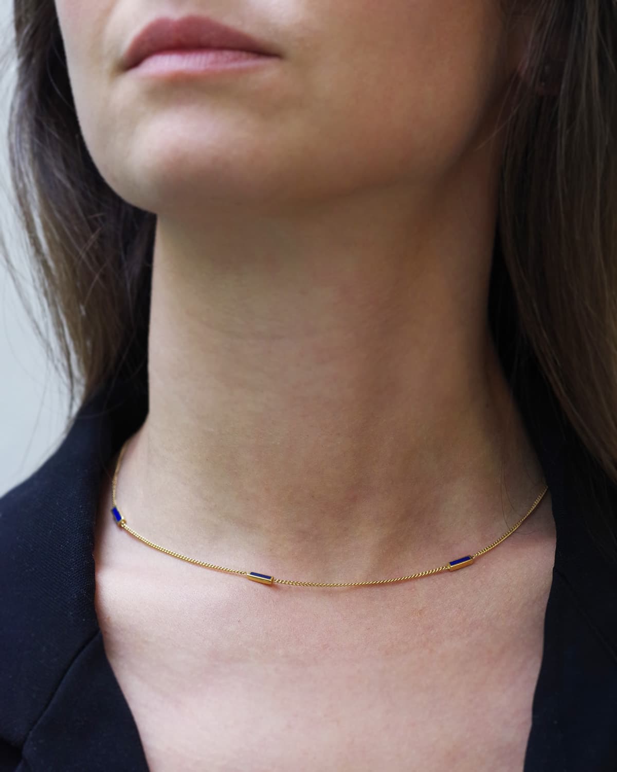 collier chaine lapis lazuli en or