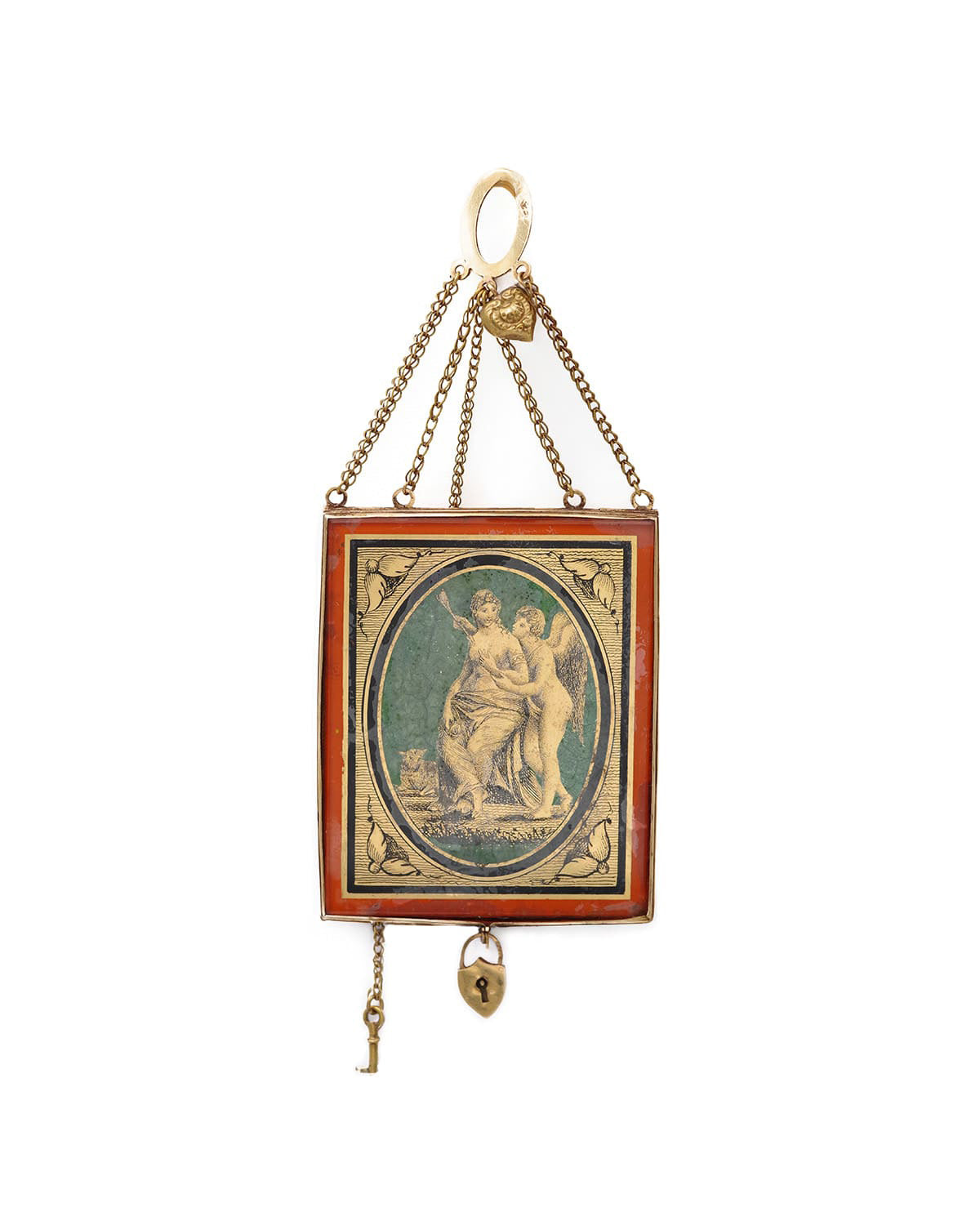 Pendentif Amour en verre églomisé