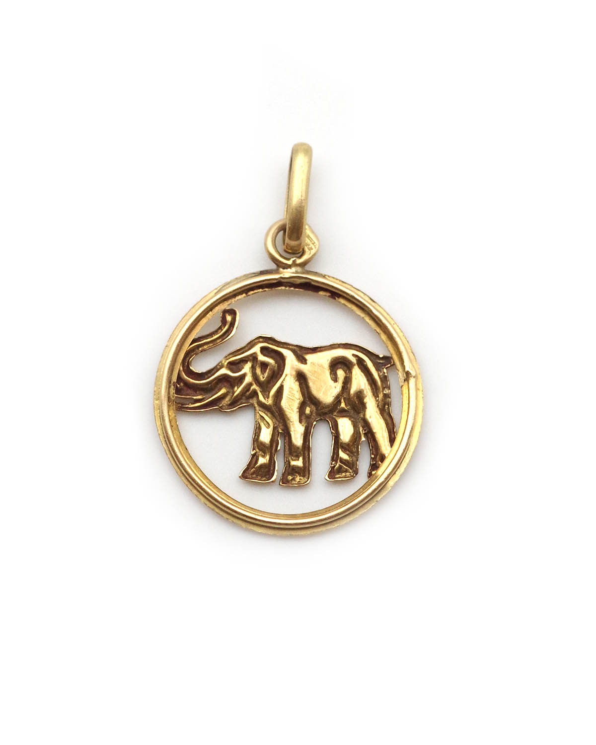 White enamel elephant charm in gold