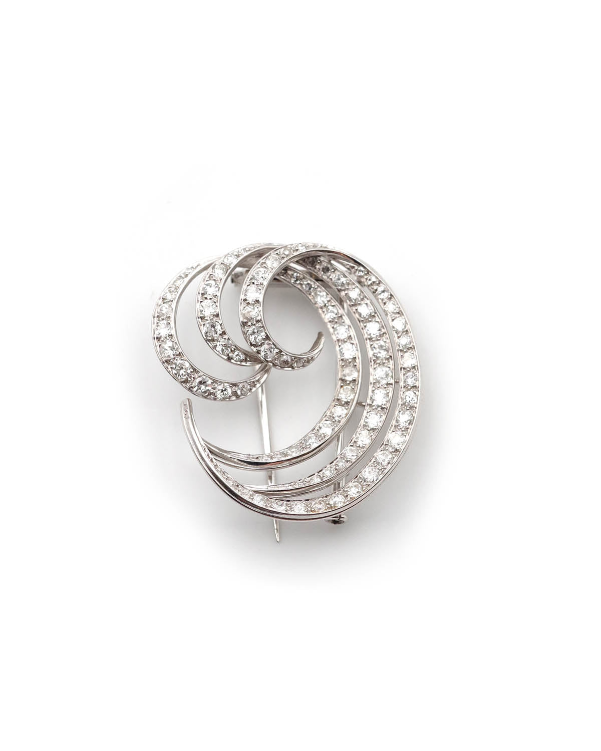 broche ancienne diamants vague en or