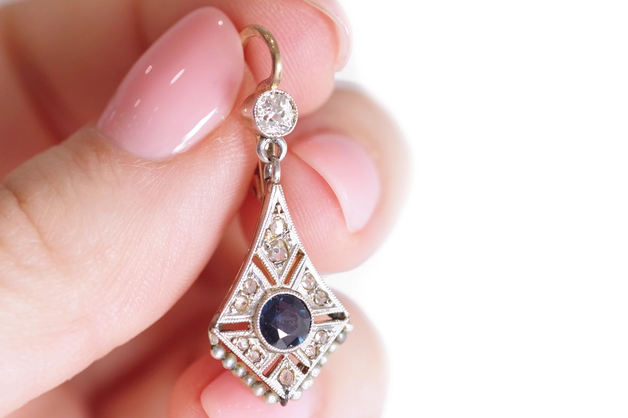 Art Deco sapphire diamond earrings