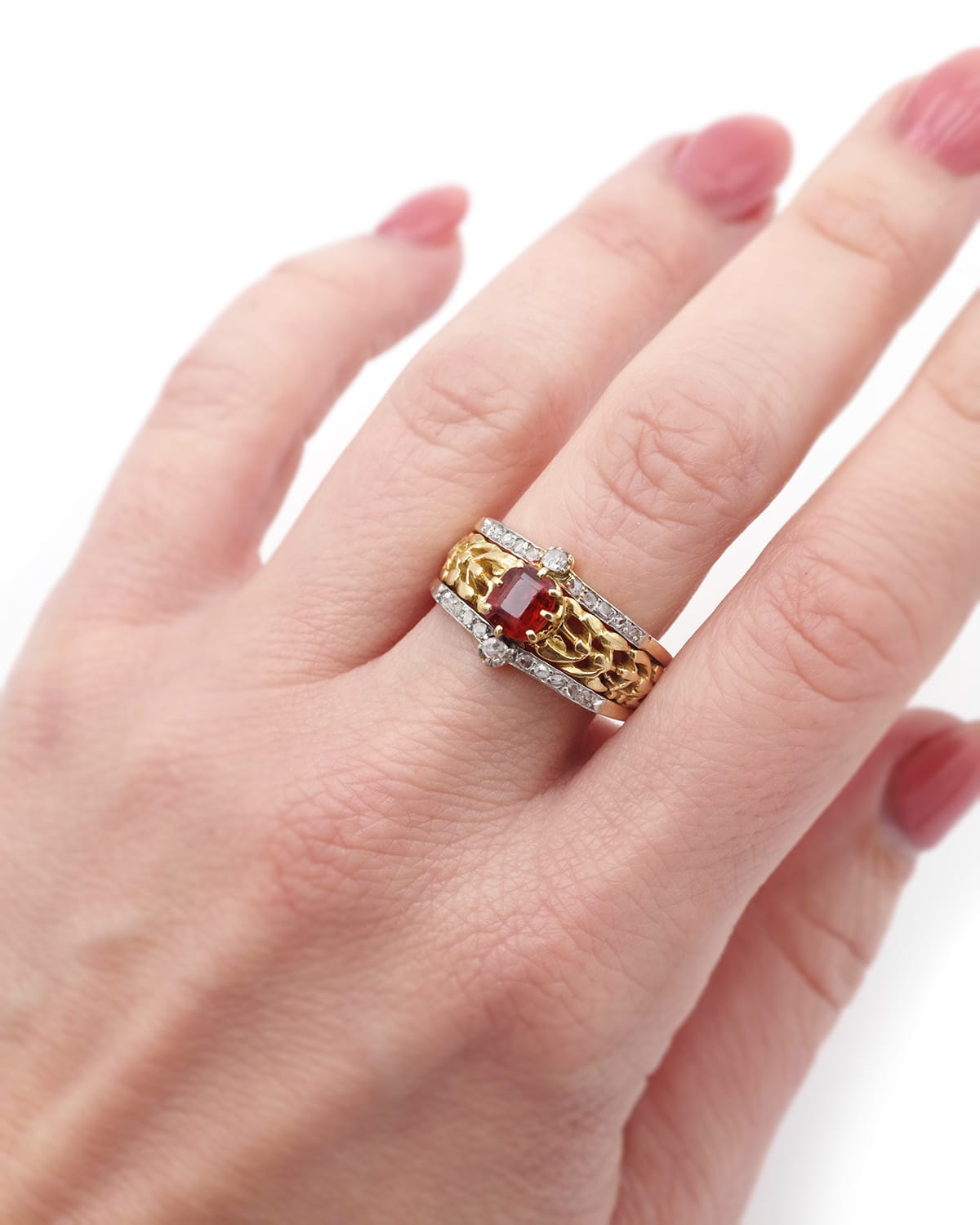 Bague bandeau art nouveau en or