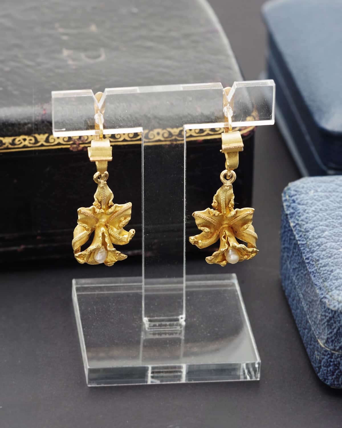Orchid flower earrings
