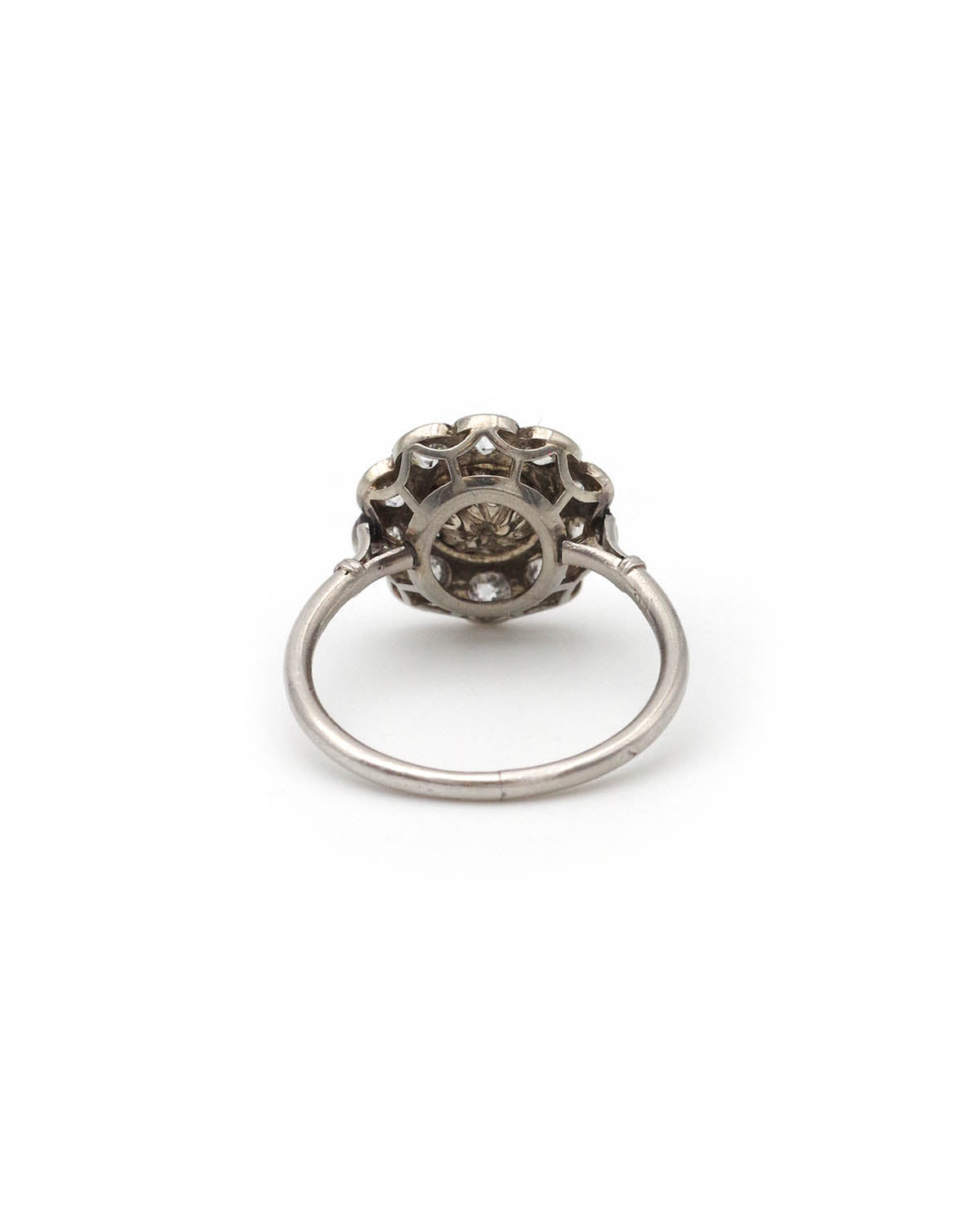 Art deco platinum diamond pearl ring