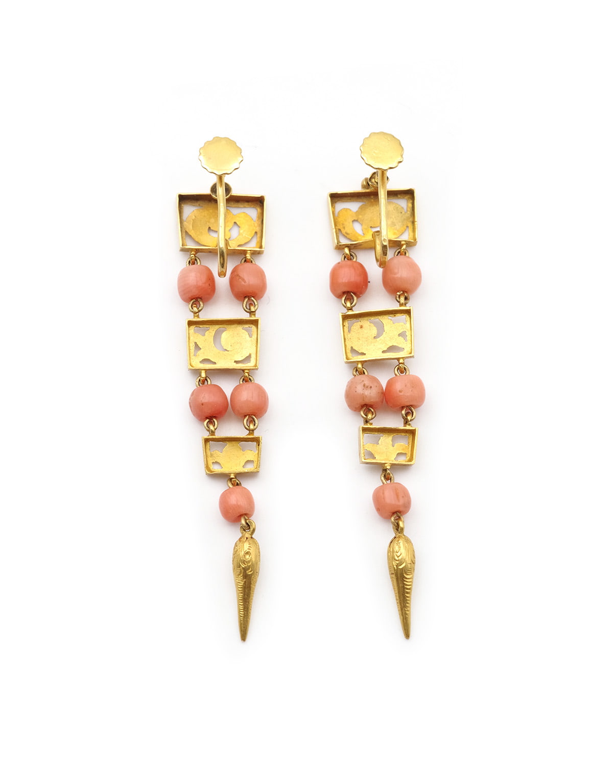 Georgian coral drop earrings
