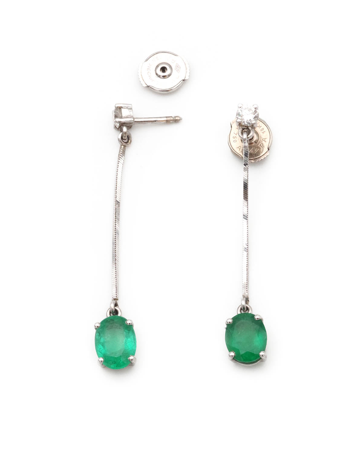 Colombian emerald earrings in white gold