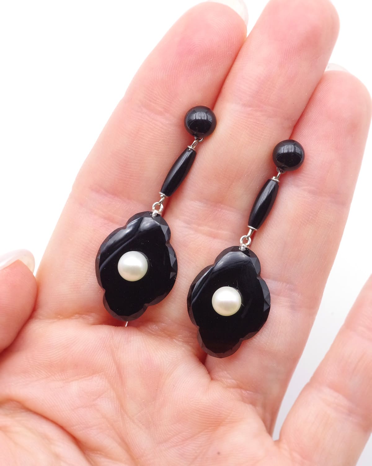 Boucles d'oreille Art Deco onyx
