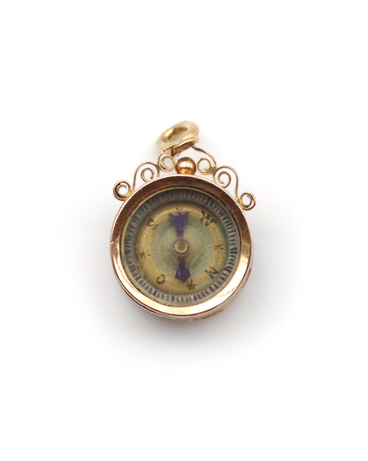 Pendentif boussole chien en or