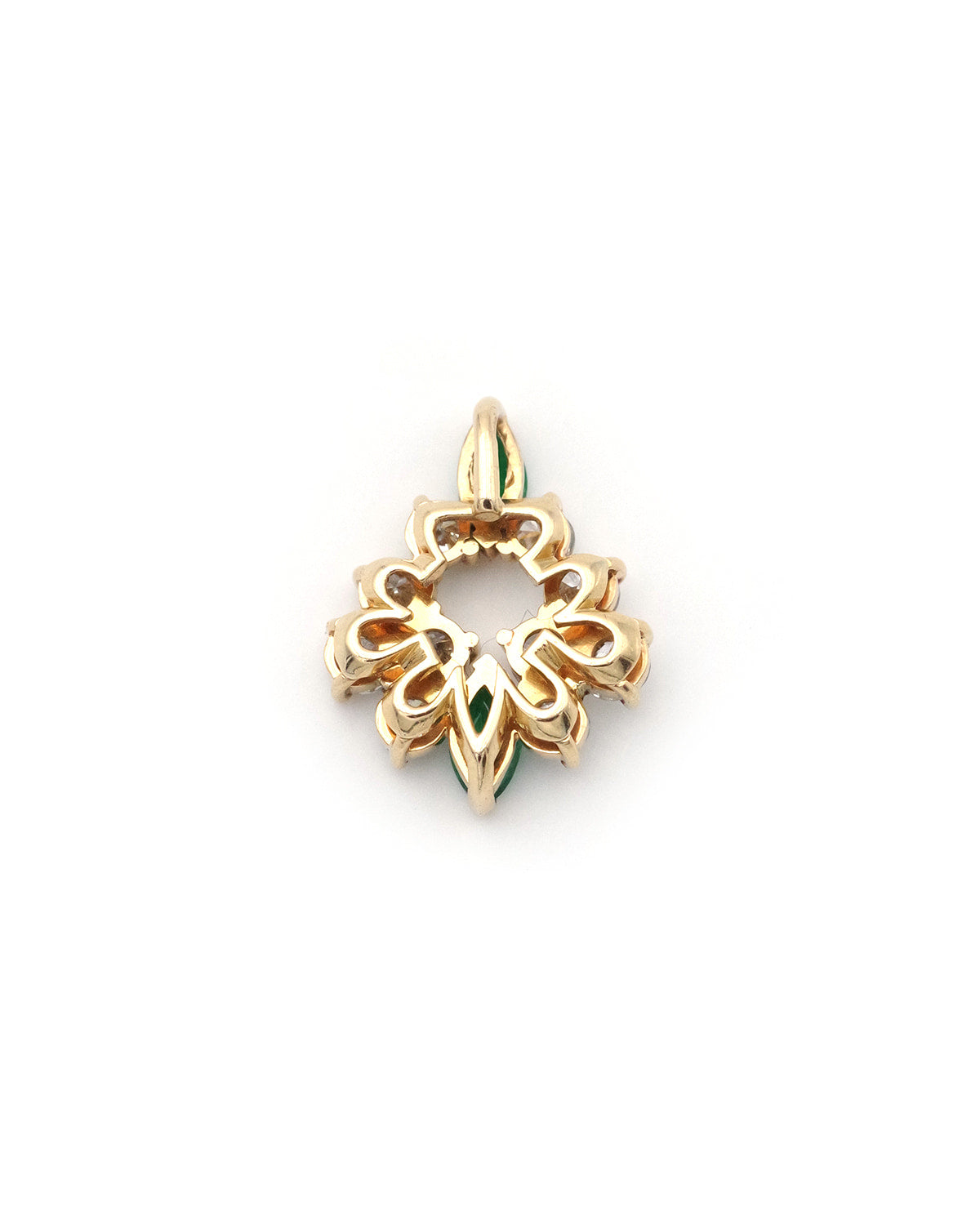 Pendentif losange en or avec émeraude et diamants