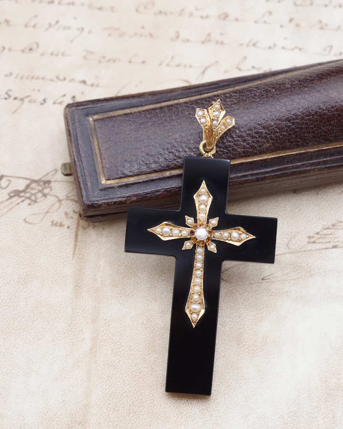 Antique Mourning cross pendant