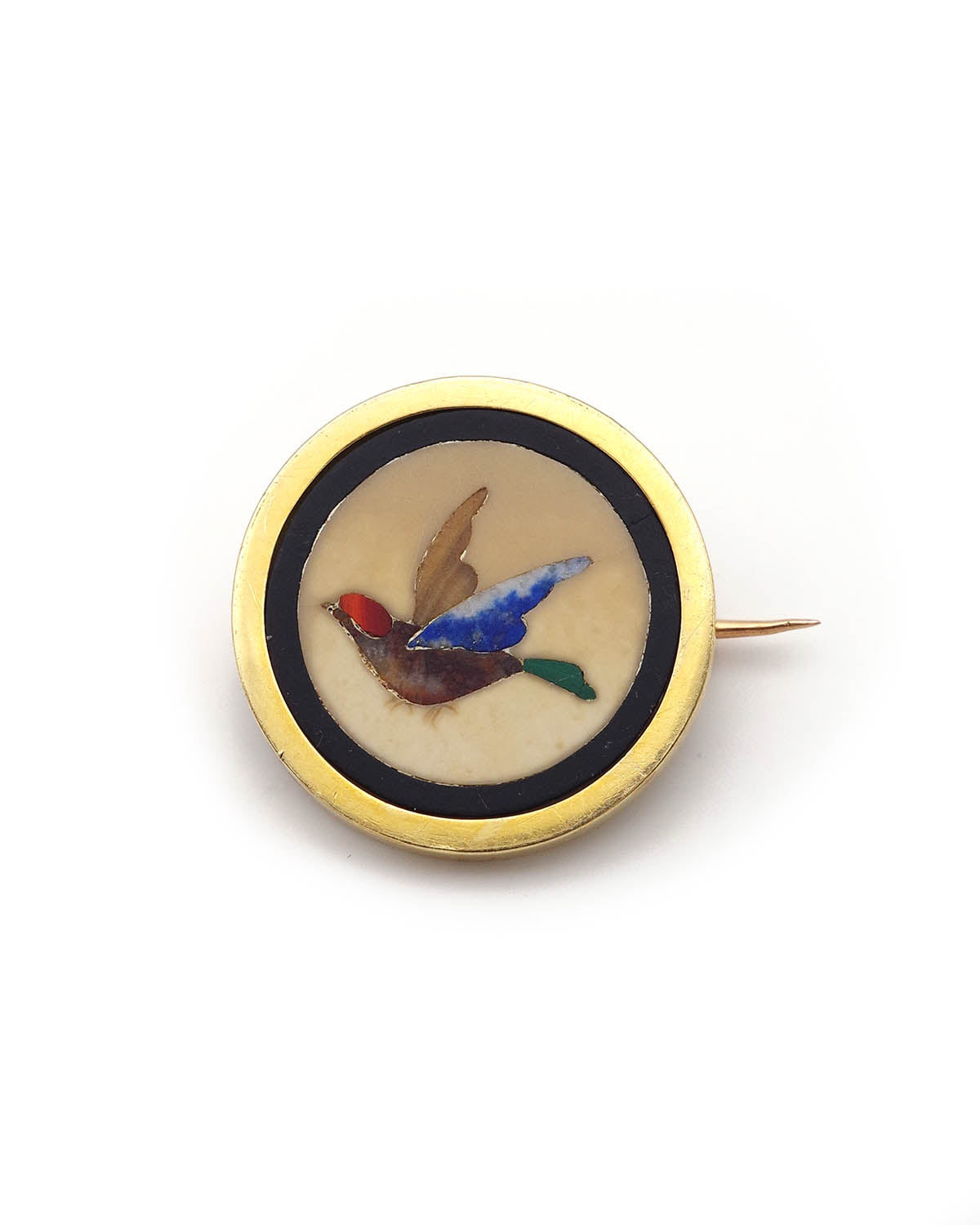 Pietra dura italian bire brooch