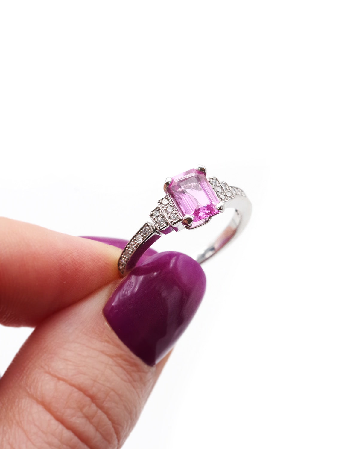 Bridal pink sapphire ring