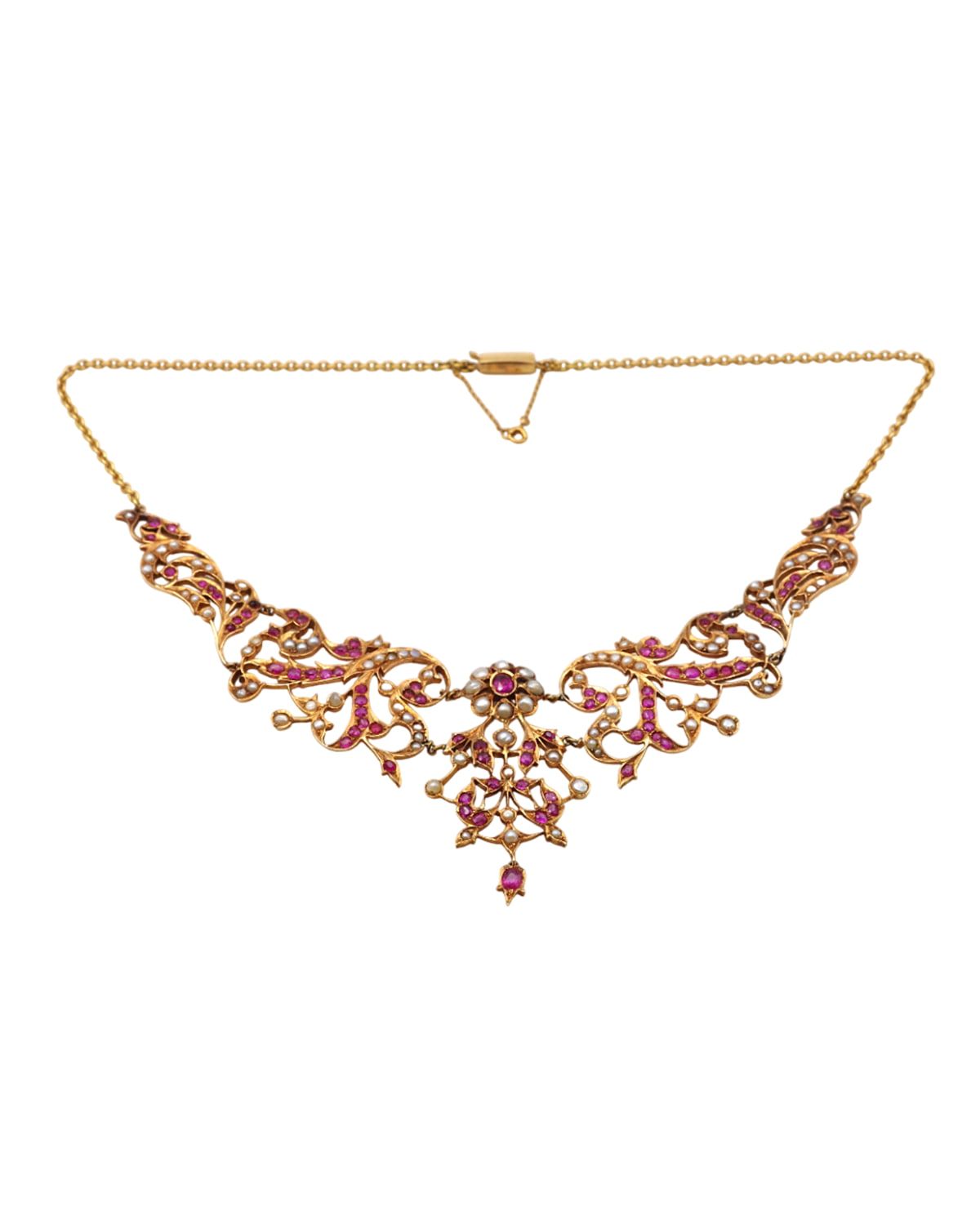 Collier indien perles fines et rubis