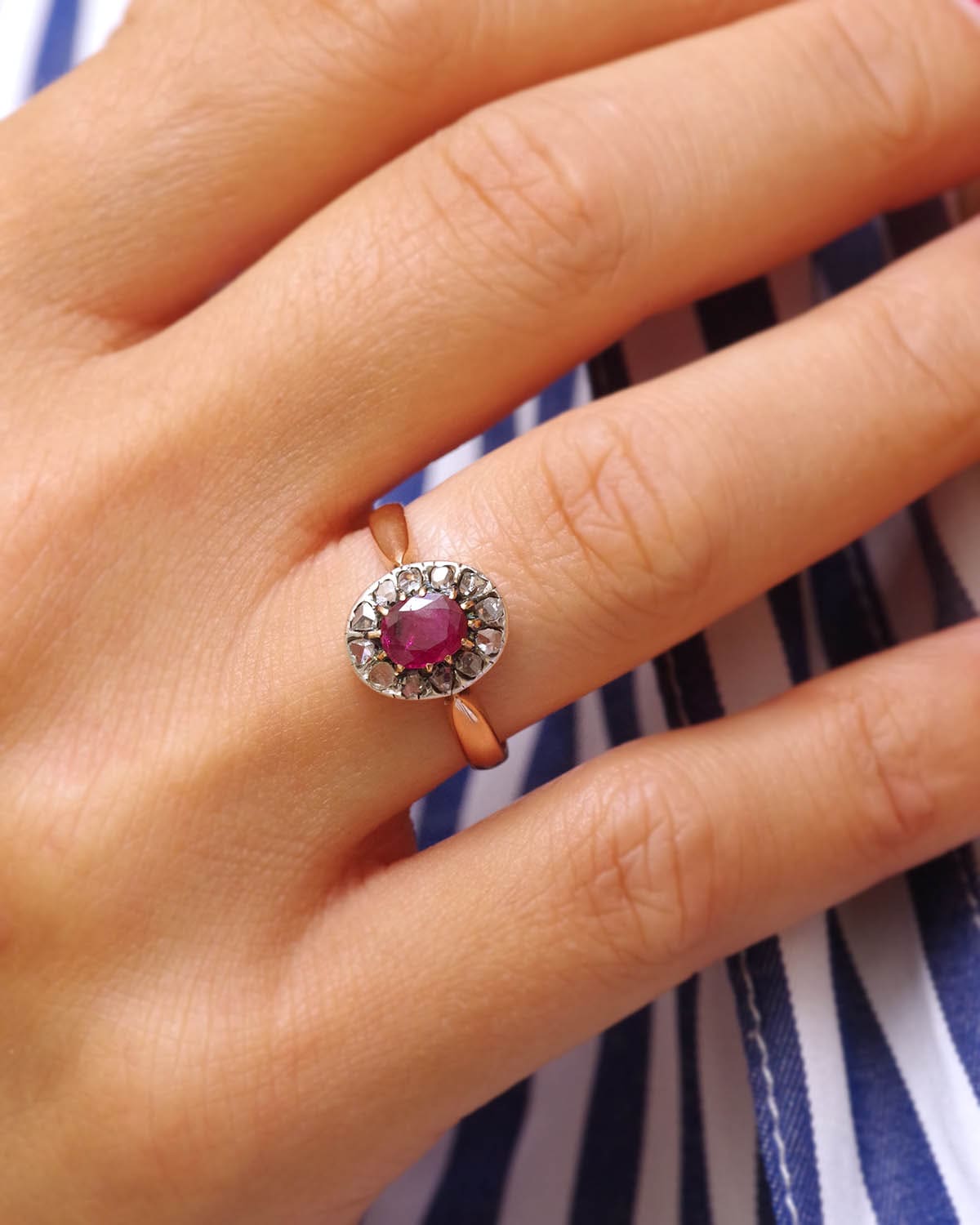 bague marguerite diamant et rubis