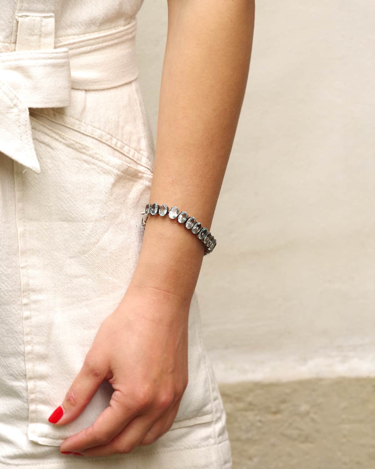 Bracelet en argent rivière aigues-marines