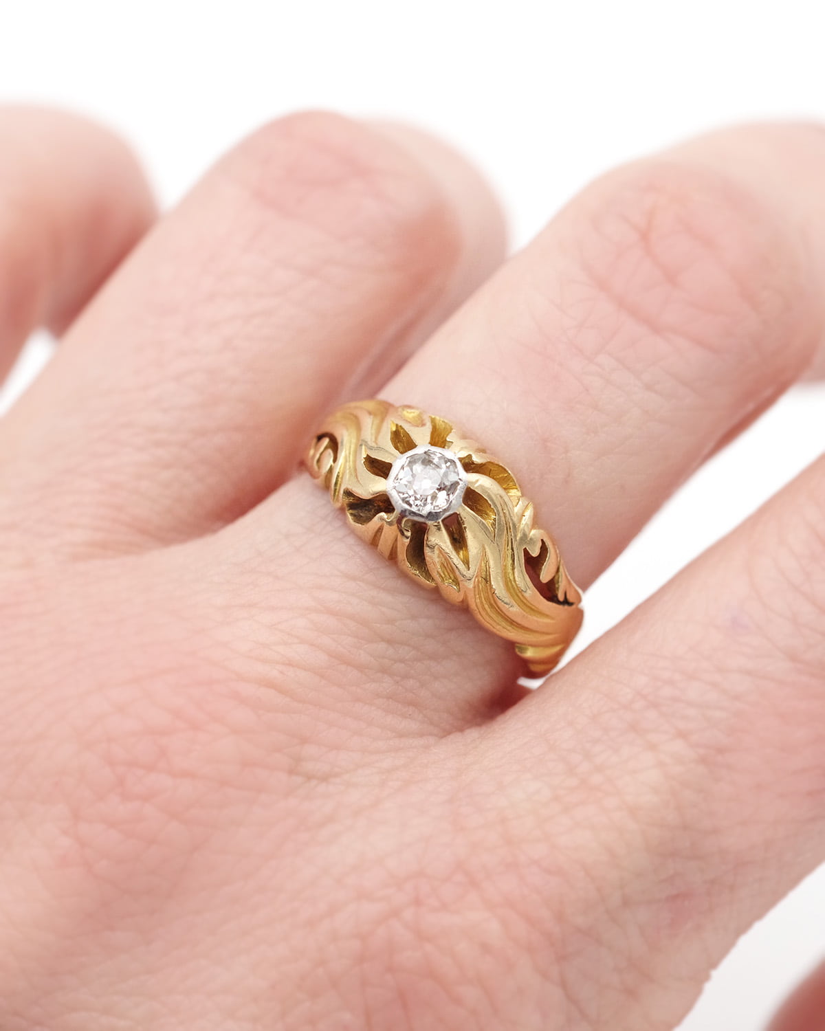 old mine cut diamond ring art nouveau