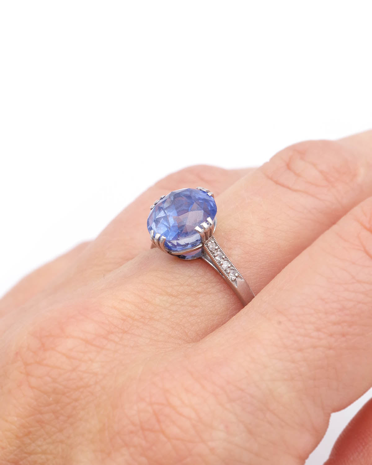 Edwardian platinum unheated sapphire ring