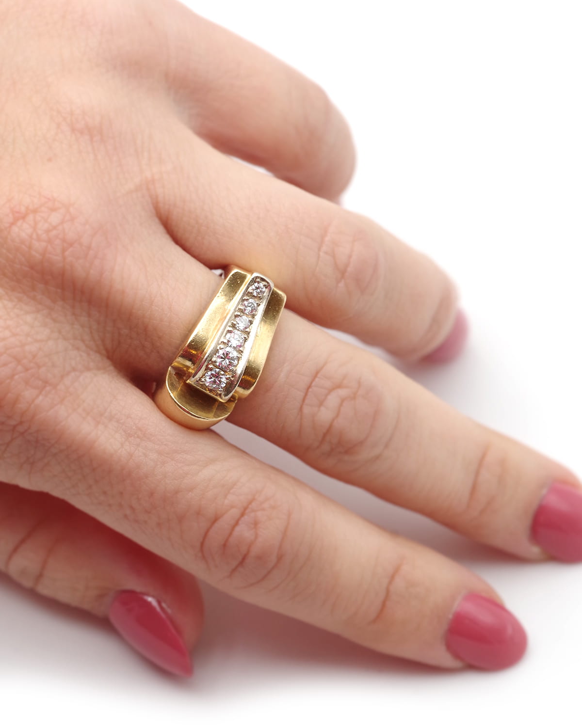 bague tank diamant en or 18k