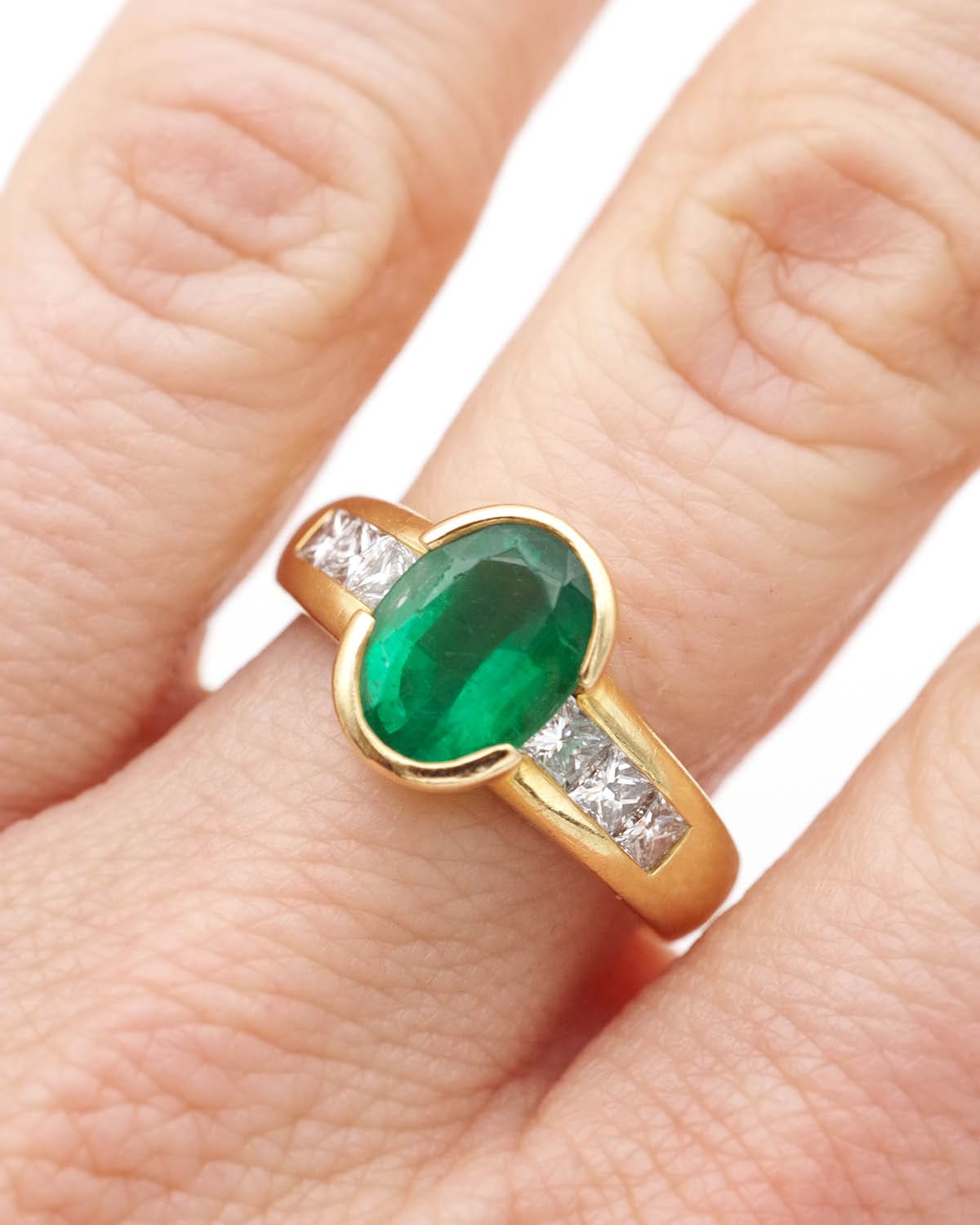 Bague diamants émeraudes