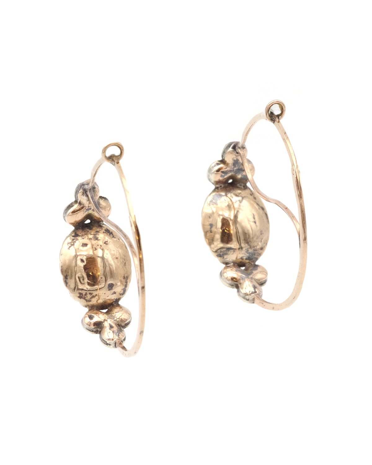 Georgian green poissardes earrings in gold
