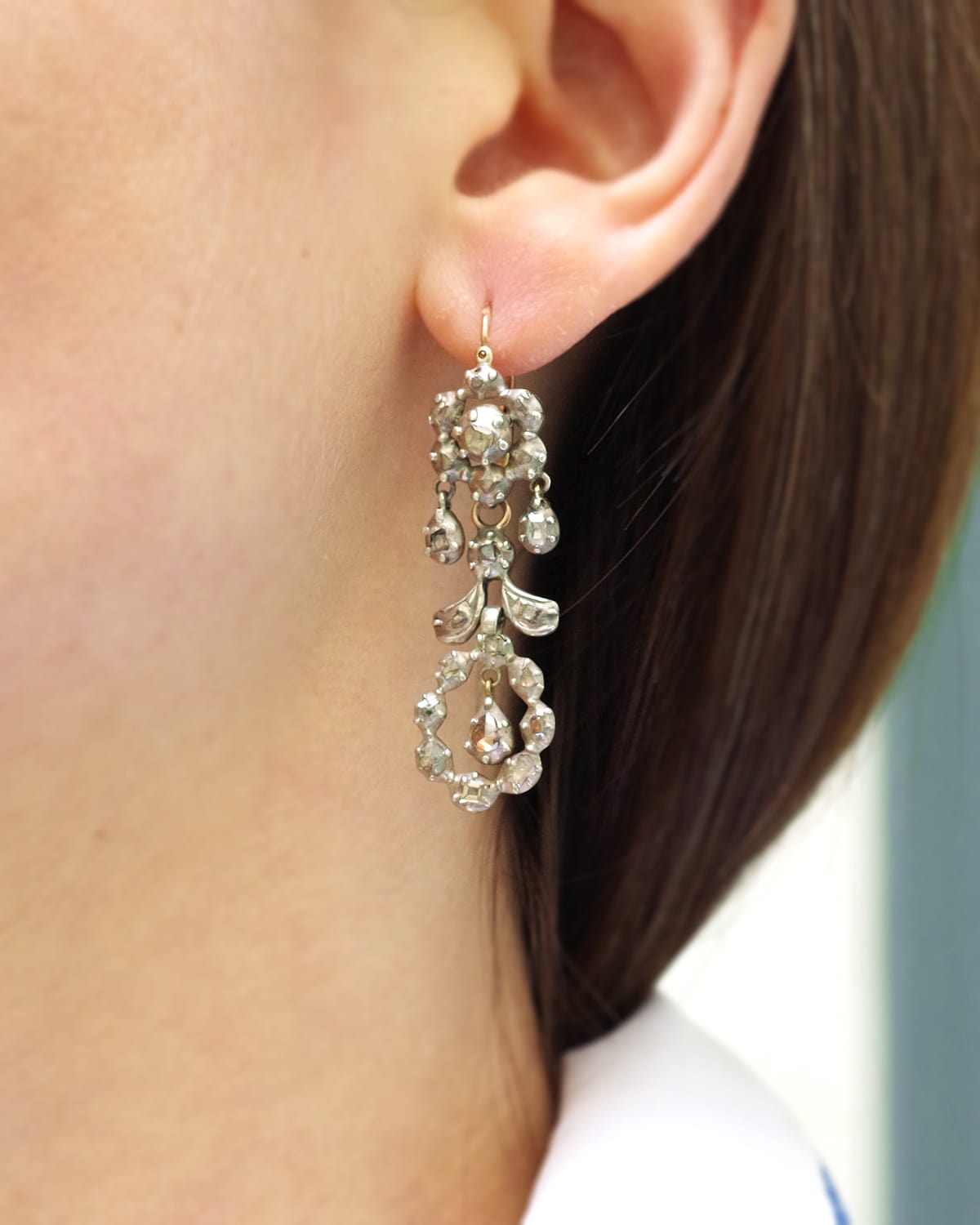 victorian diamond drop earrings