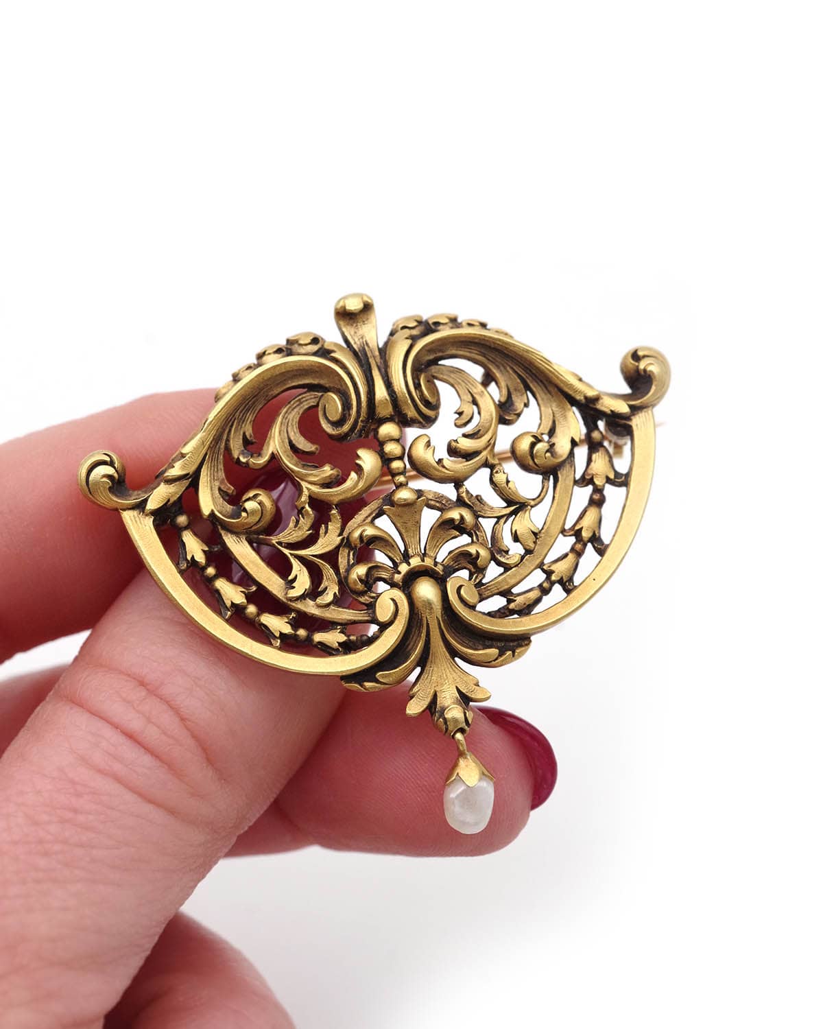 Neogothic gold brooch