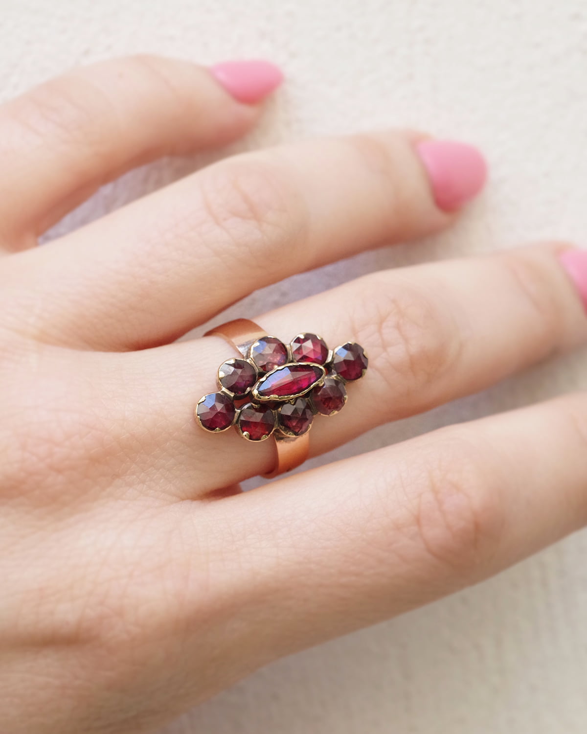 Bague marquise grenats de Perpignan