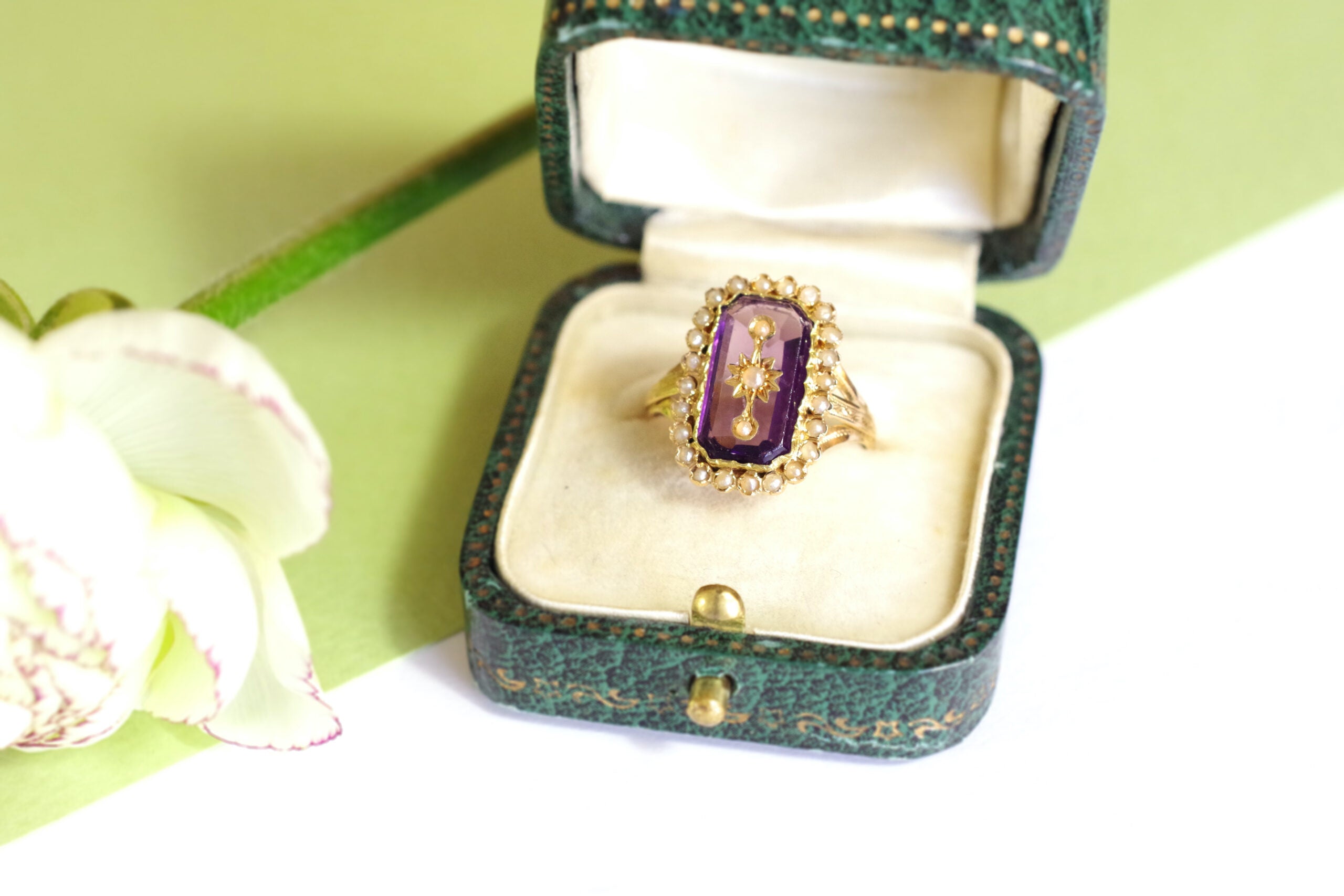 French Victorian pearl gold ring