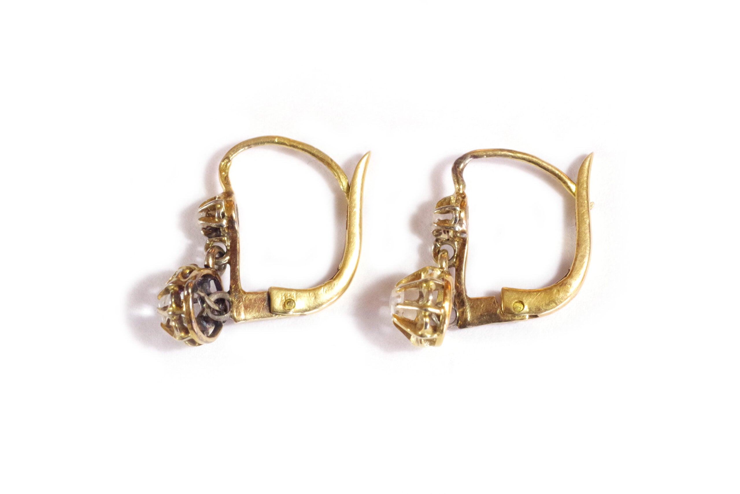 Gold diamond sleeper earrings