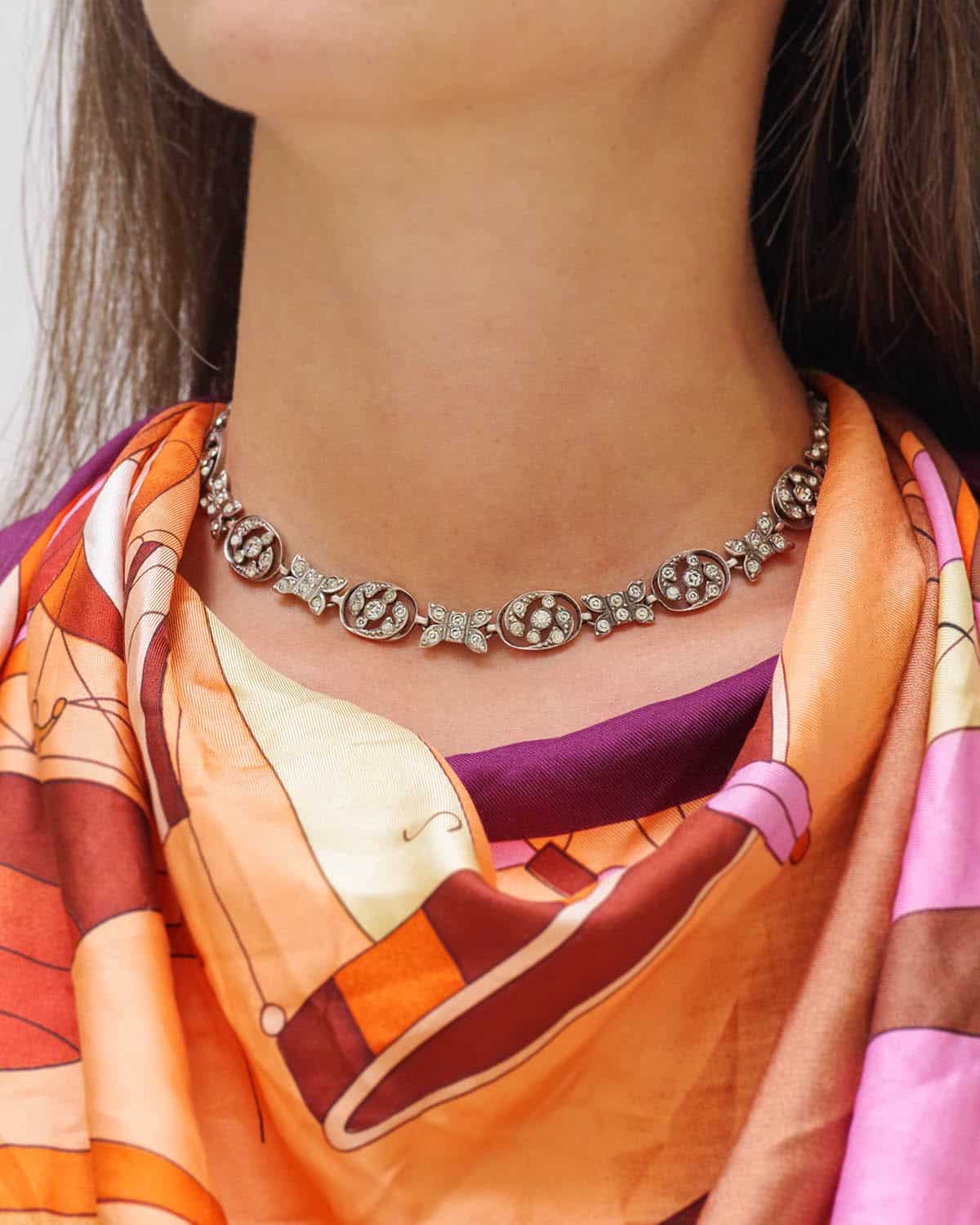 Antique silver paste necklace