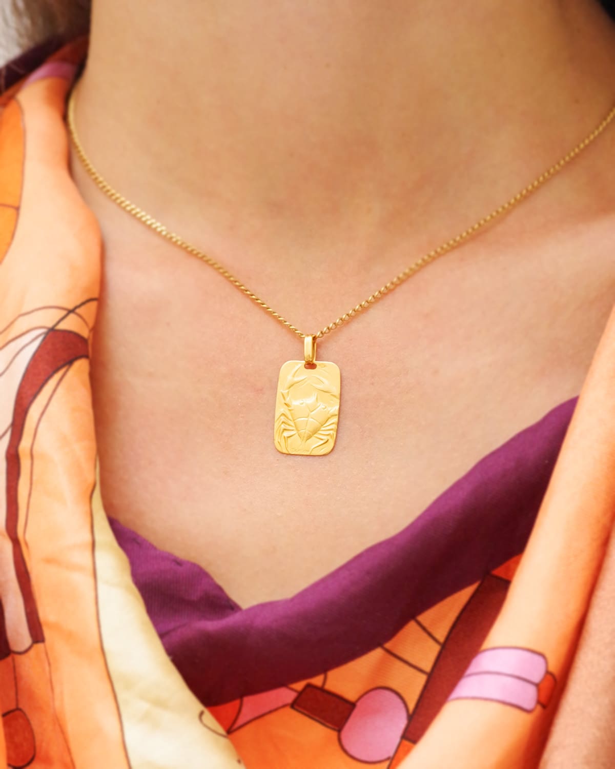 vintage gold cancer pendant