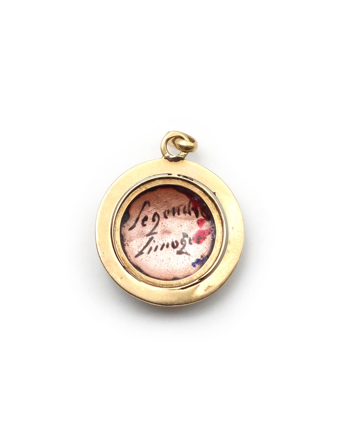 Enamel gold pendant woman profile