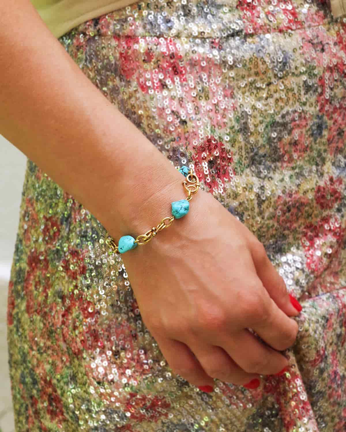 Gold turquoise vintage bracelet