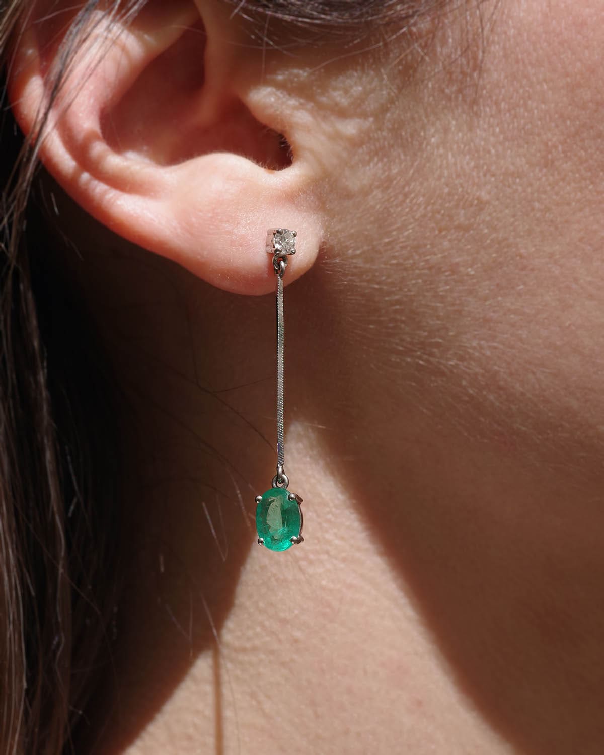 Diamond emerald earrings