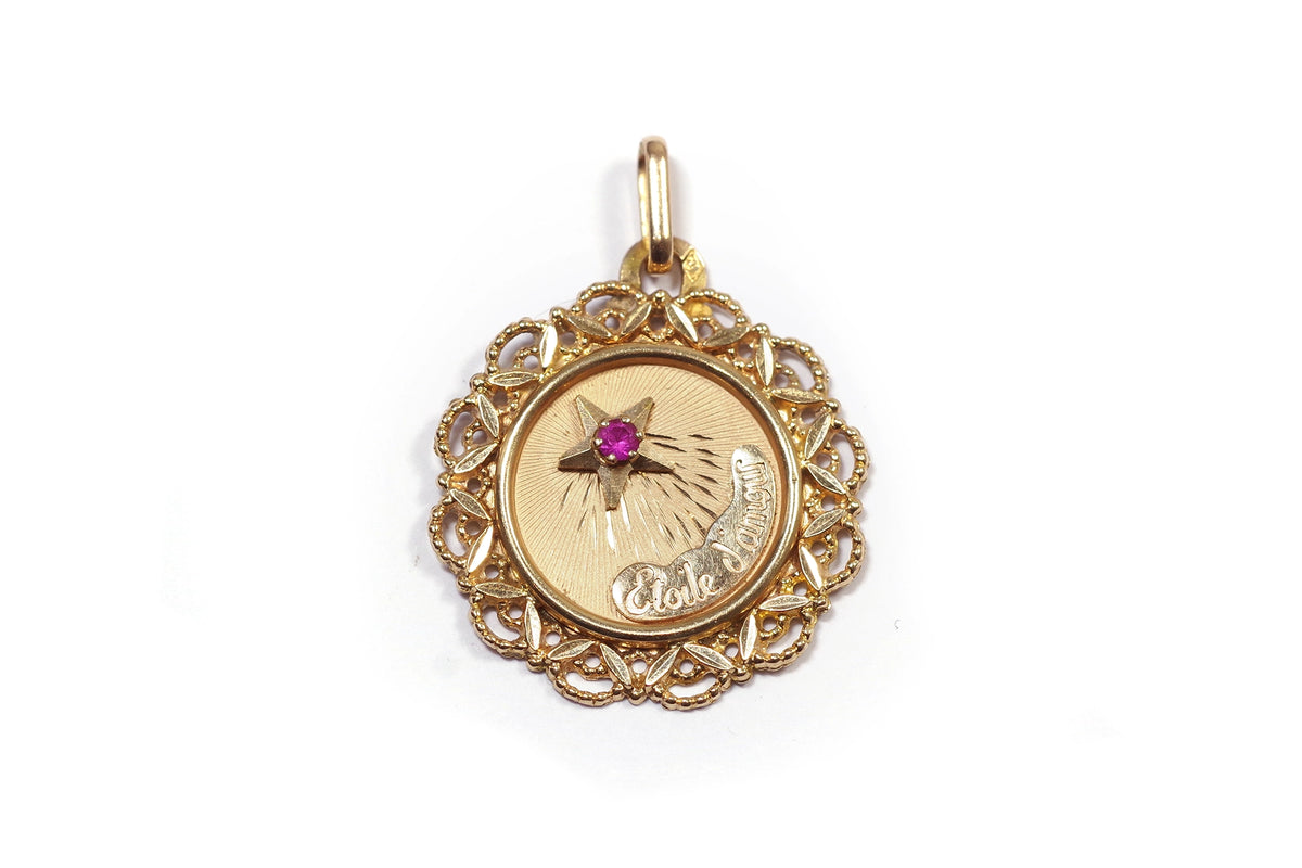 Pendentif Ancien En Argent Sterling « Amour » Daté De 1918 - Bijou Vintage Occasion, Longueur 39mm (L39)