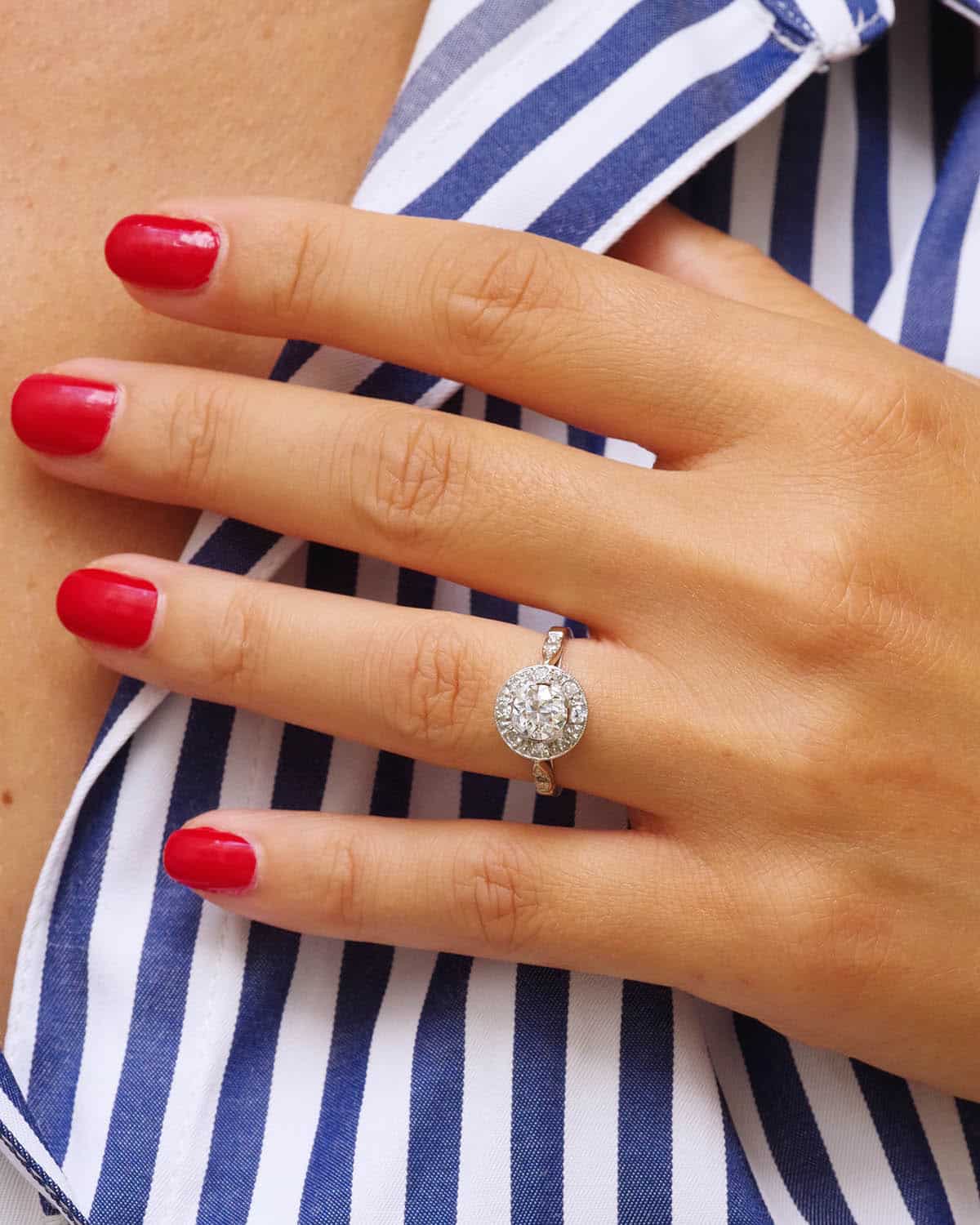 Art deco diamond target ring