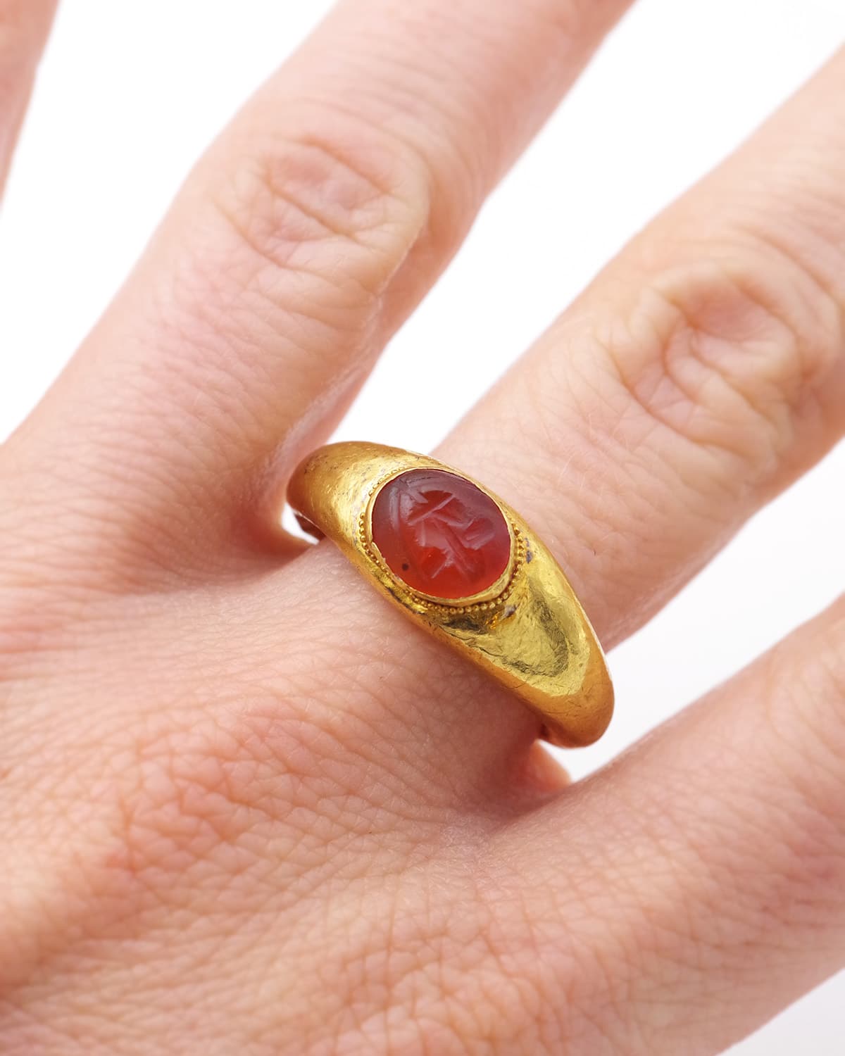 Bague intaille cornaline 22k