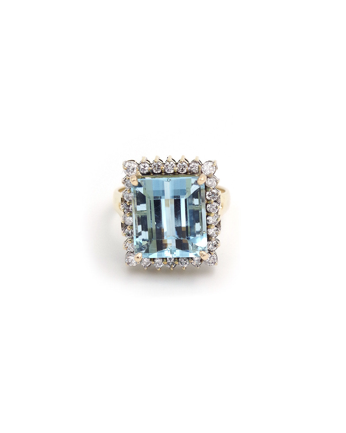 Aquamarine diamond cluster ring