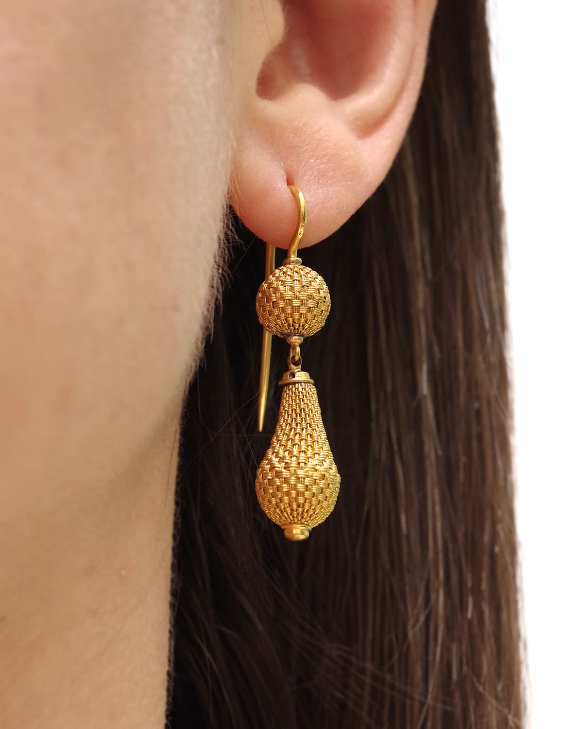 Antique braided gold earrings