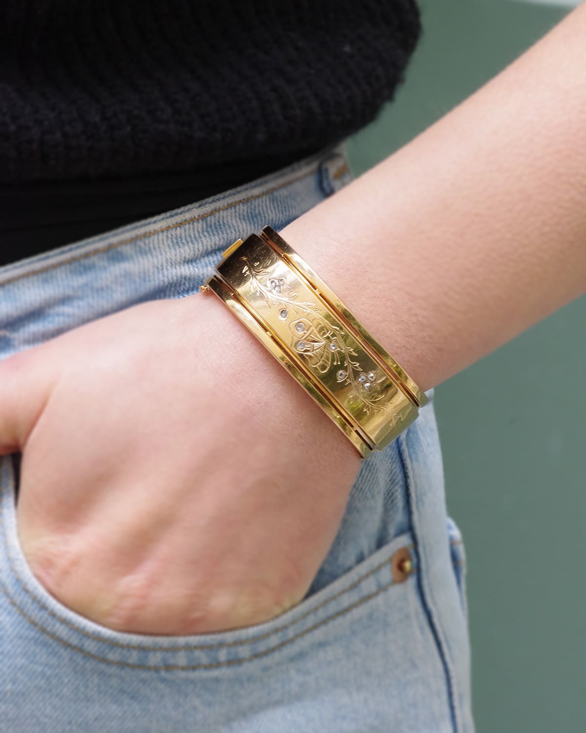 Gold butterfly bangle bracelet