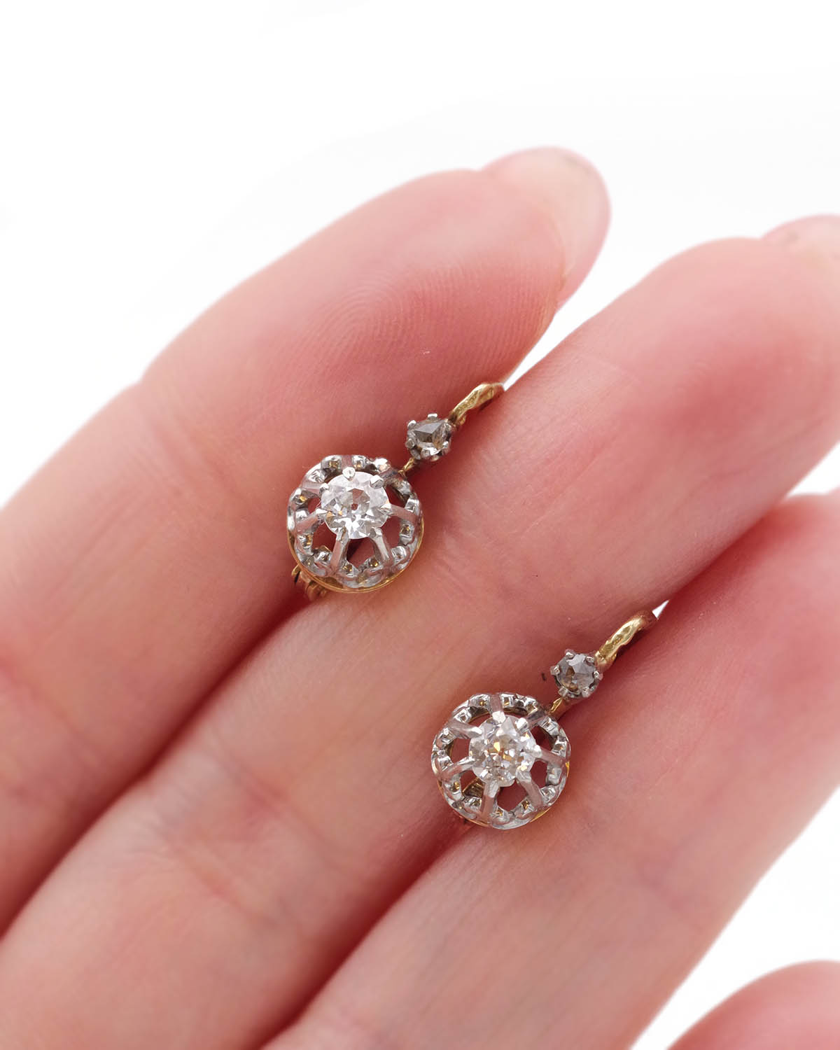 Edwardian diamond earrings in platinum