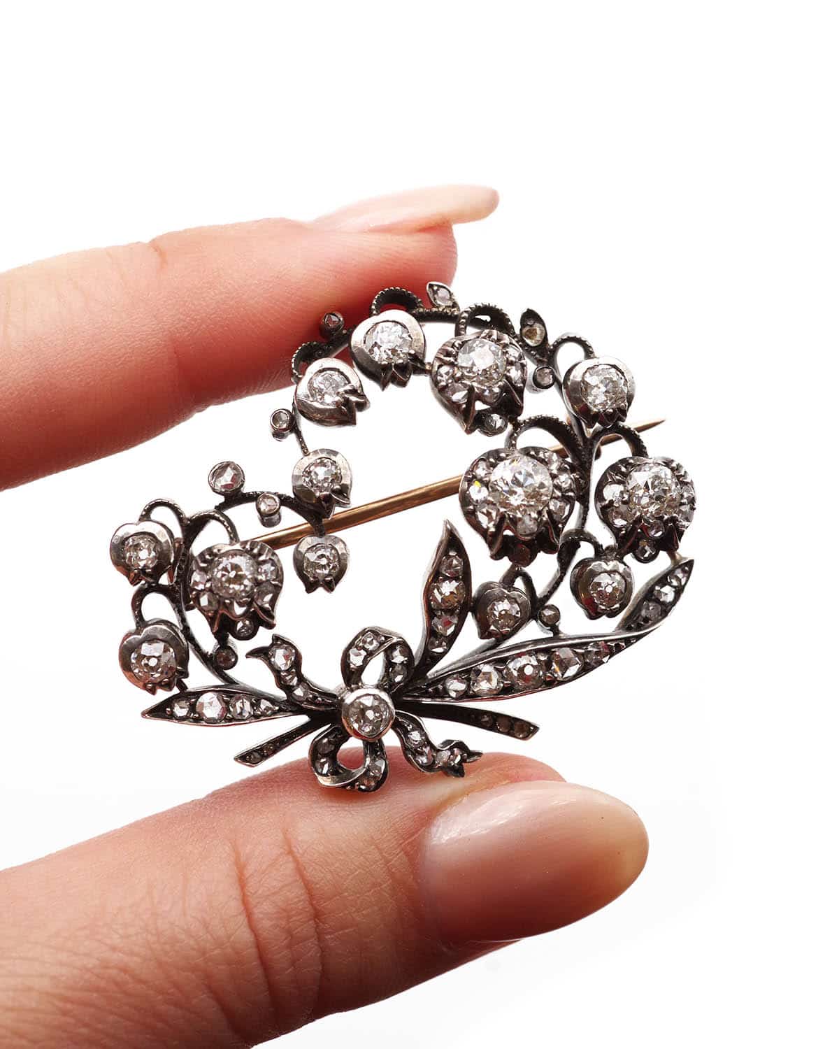 Rare diamond lily of the valley brooch 