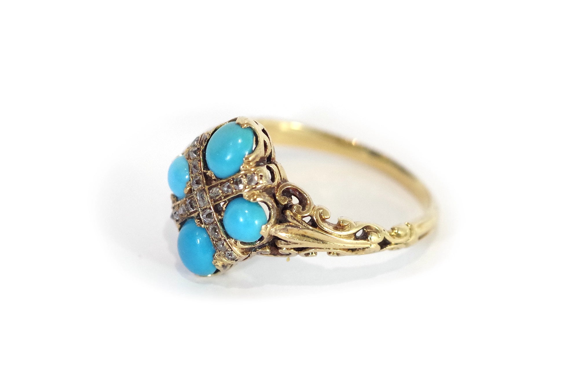 bague turquoise diamants