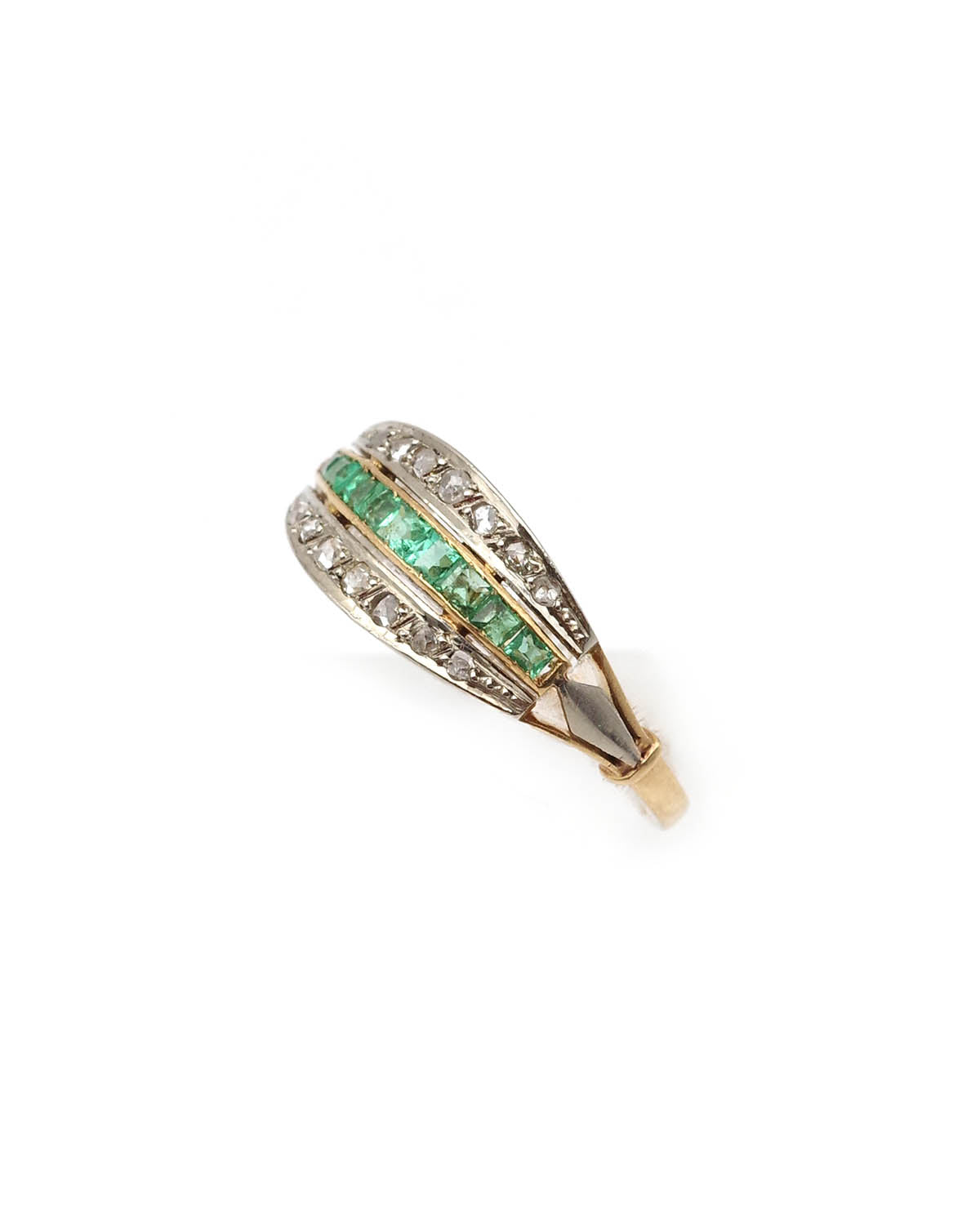 Bague émeraudes diamants Art Deco