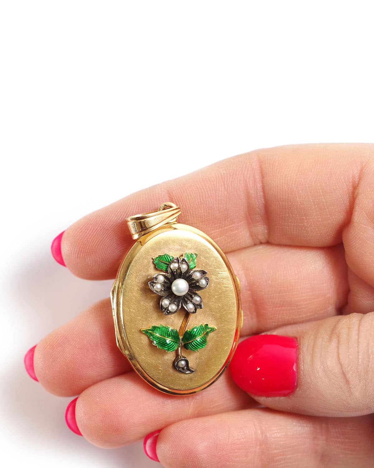 Floer gold locket pendant
