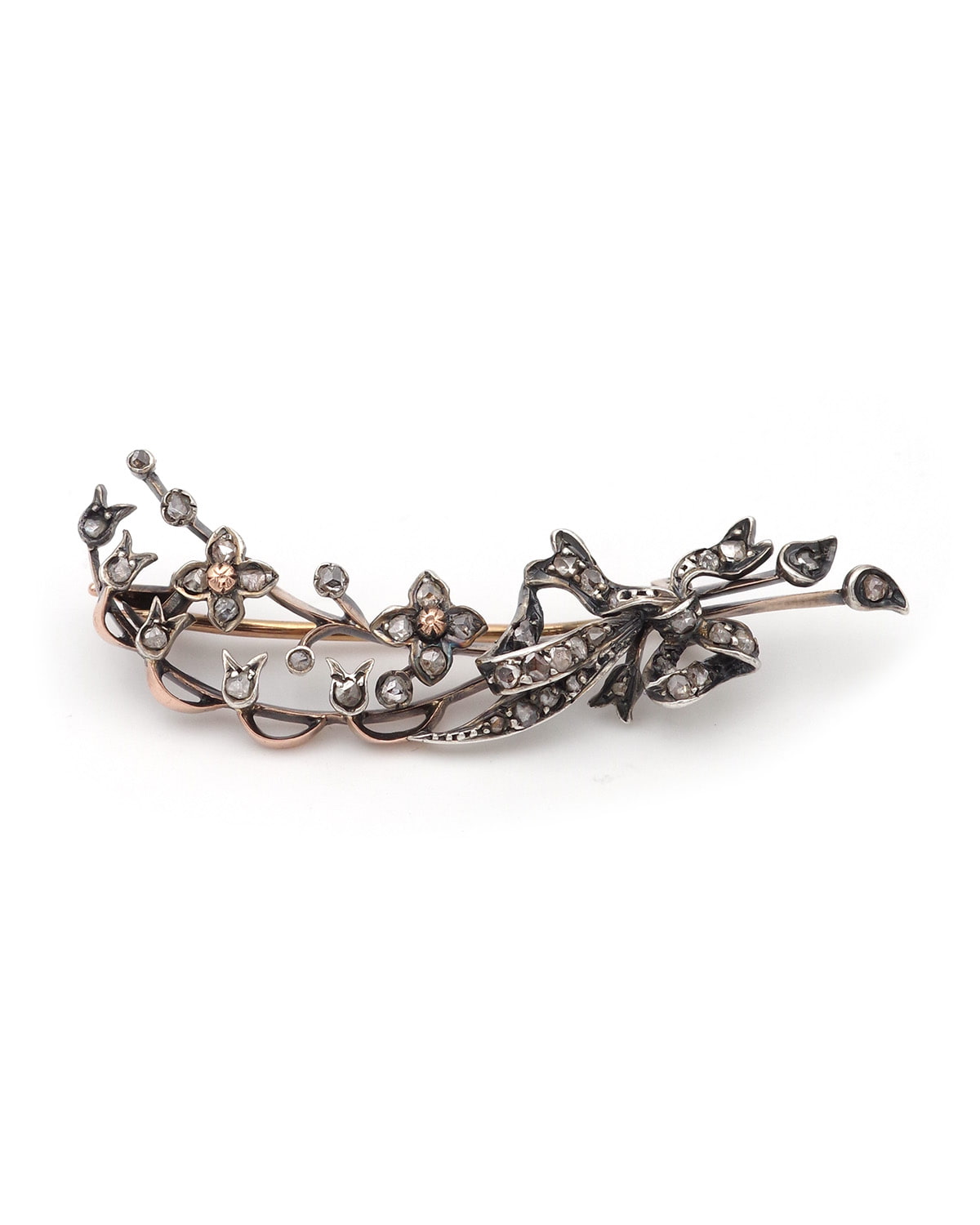 broche muguet en or et argent