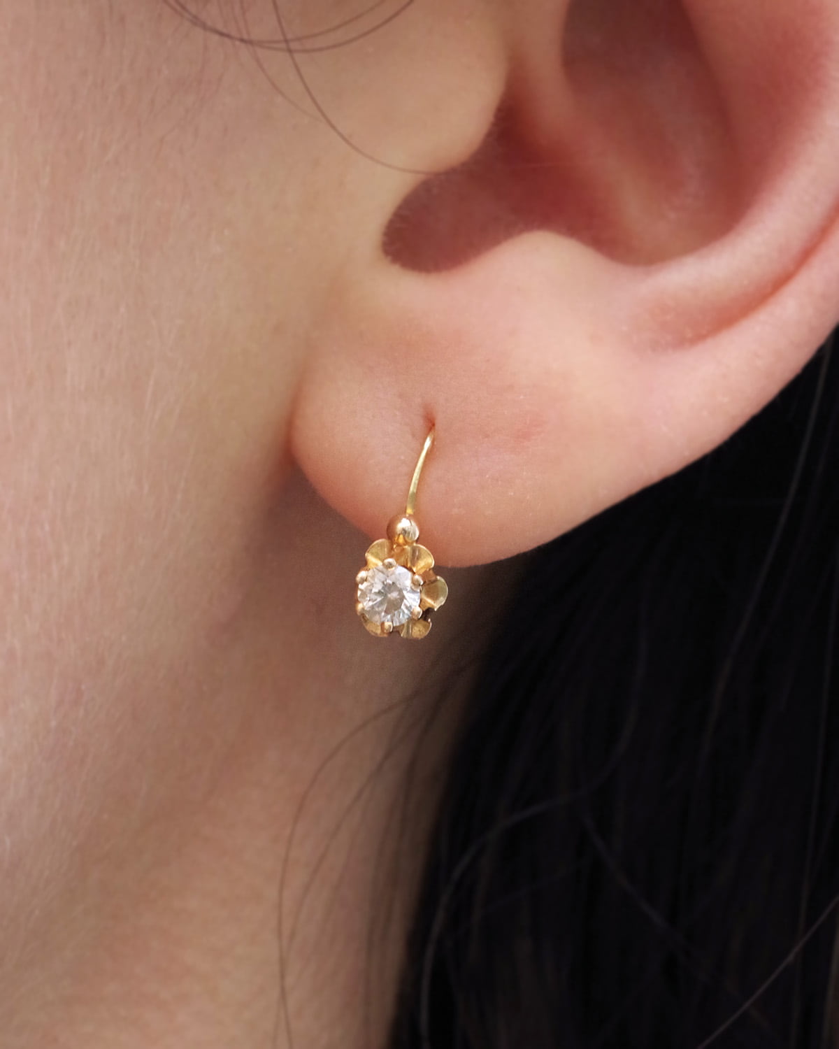 Dormeuses imitation diamant en or