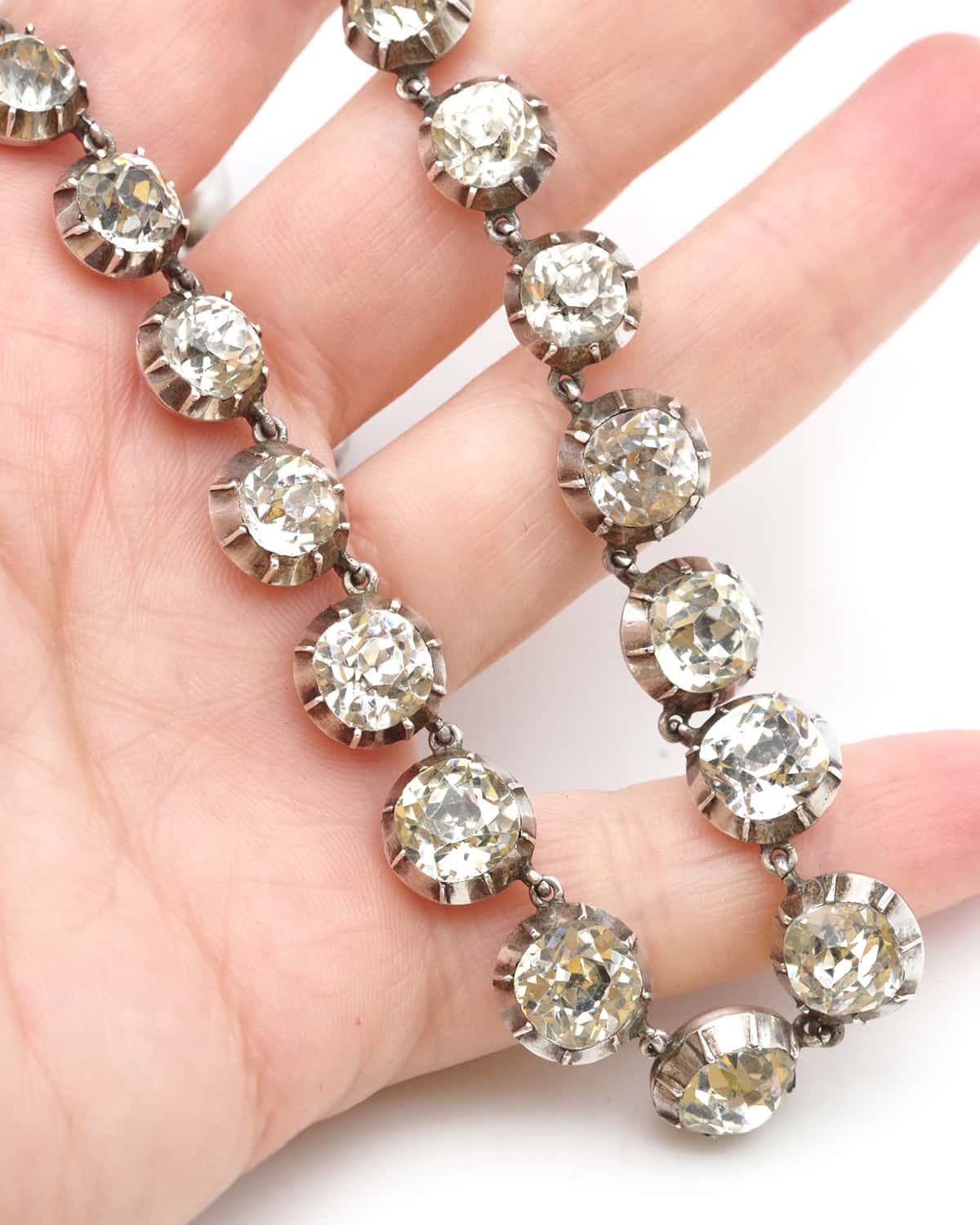 Collier riviere diamants en argent imitation