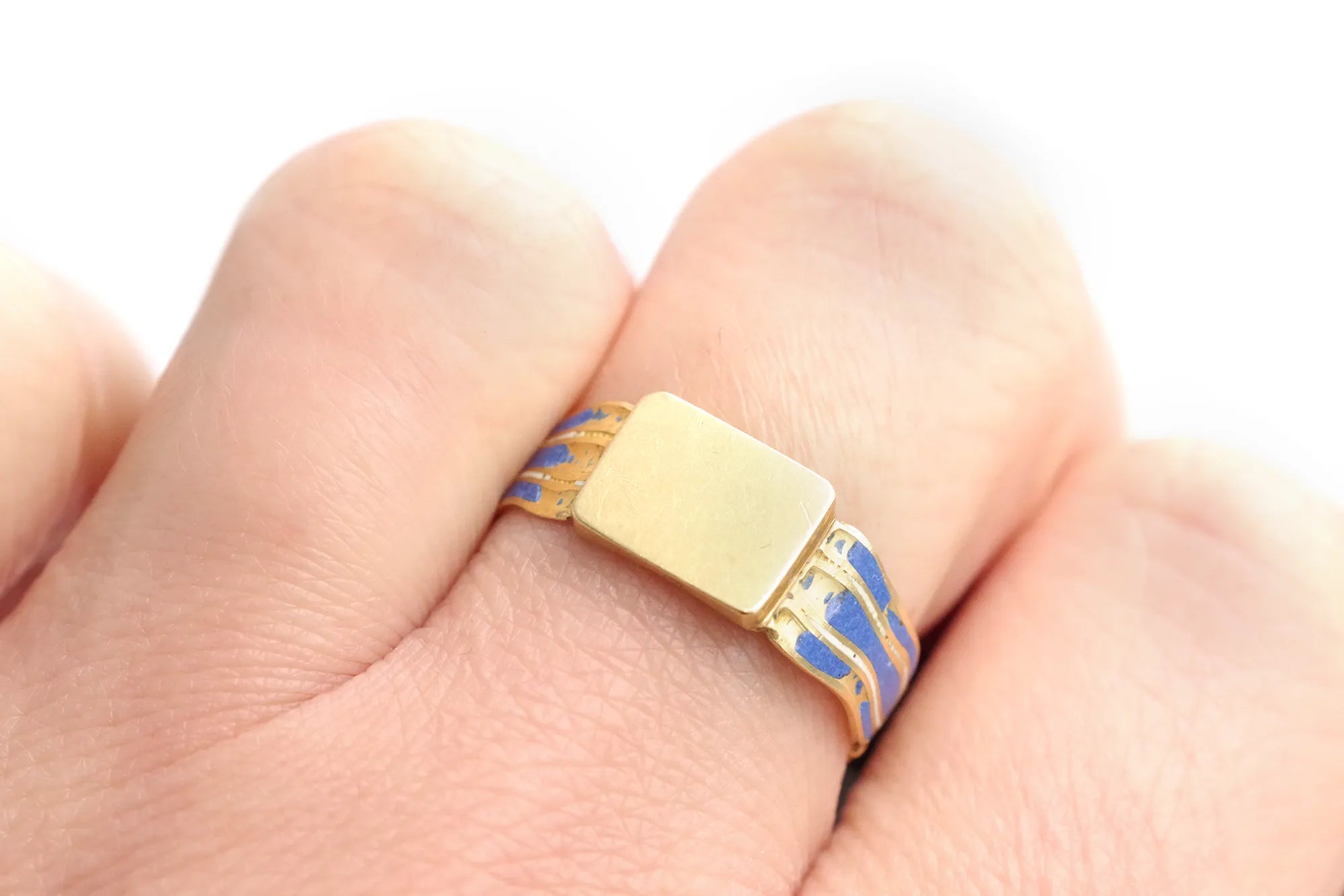 Regional blue enamel signet ring